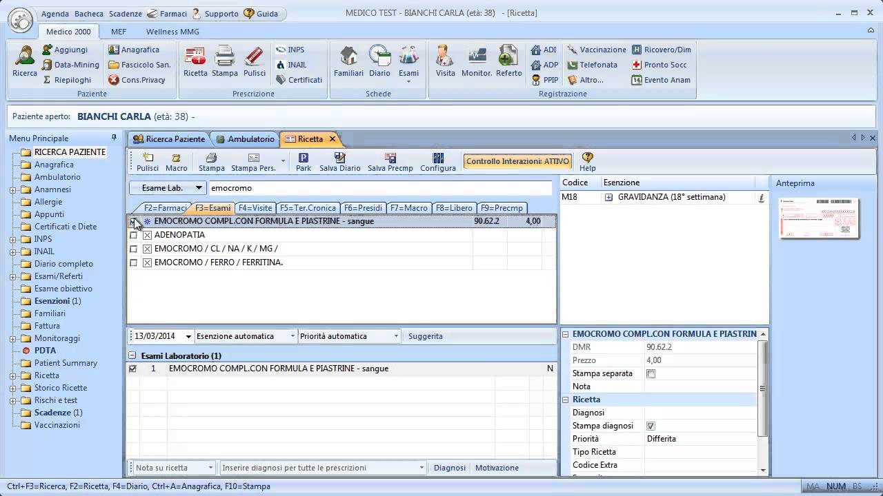 Ricetta: gravidanza + esenzione