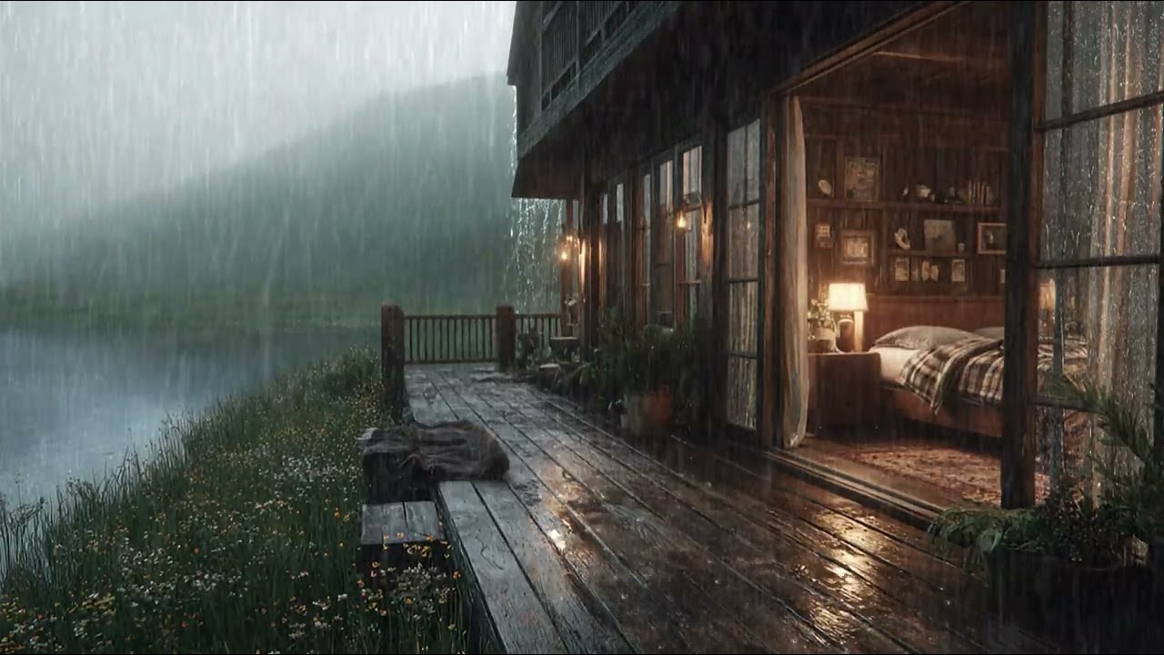 Rainfall by the Lakeside Cabin | Gentle Rain Sounds for Deep Sleep