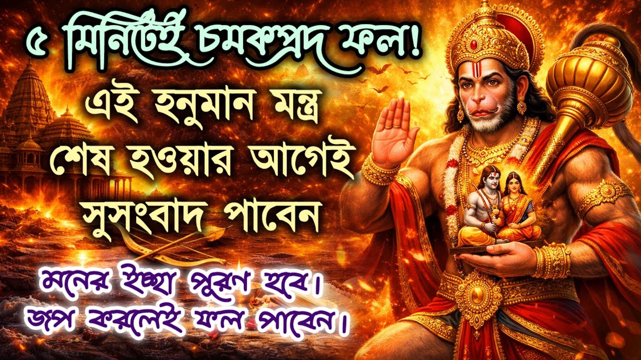 আজই শুনুন এই হনুমান মন্ত্র। পুরো শোনার আগেই সুসংবাদ পাবেন ও জীবনে পরিবর্তন আসবে। Hunuman Mantra 108.