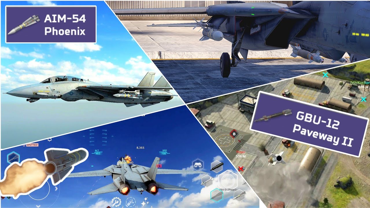 MWT Tank Battles F14d with mk3 Aim54 phoenix (missile from yf12) & gbu12 paveway II gameplay