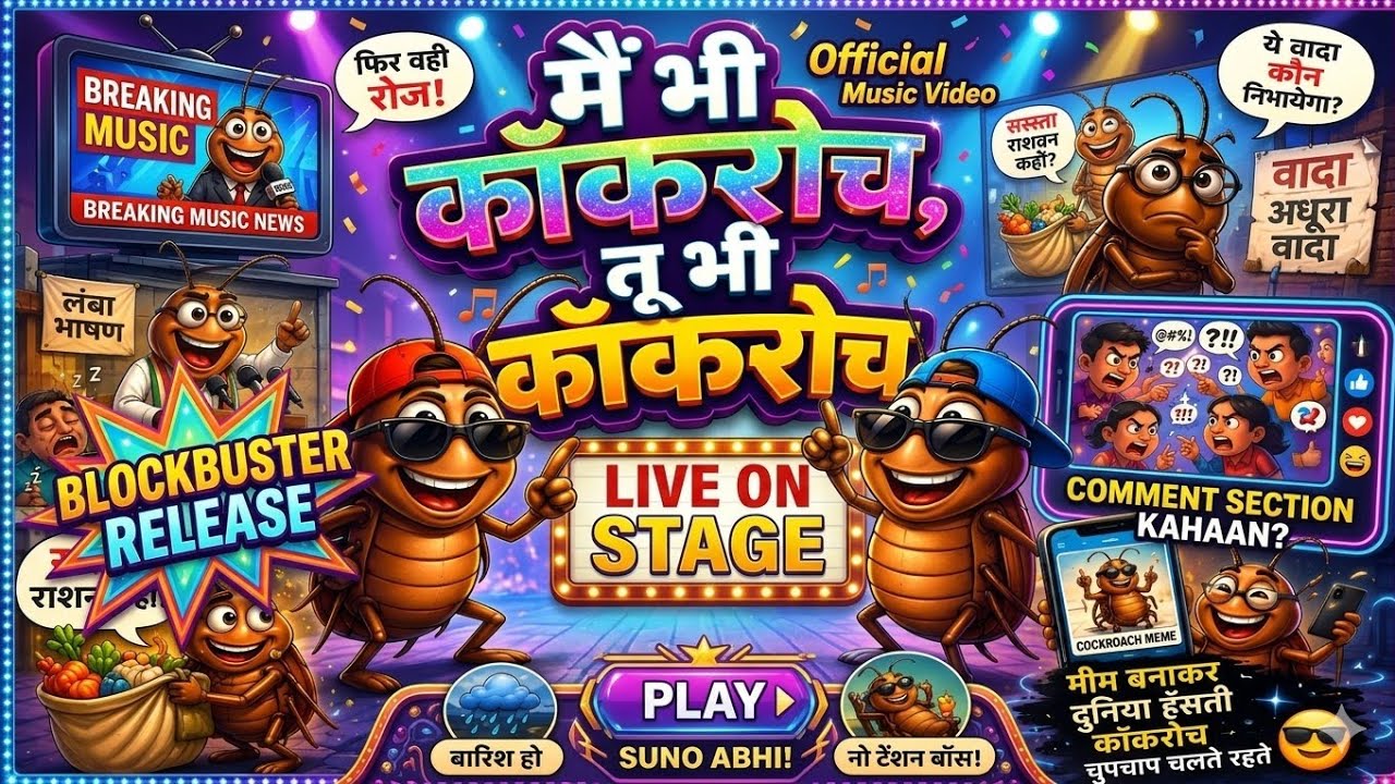 Cockroach Janata Party | Main Bhi Cockroach Tu Bhi Cockroach | Funny Cartoon Song 2026 🎵