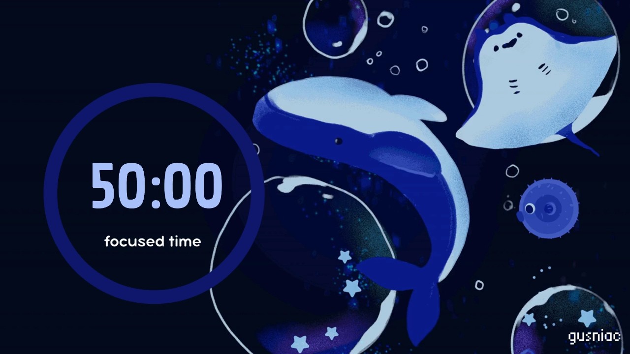 Study With Fish | Pomodoro Timer 50/10 x 4 | Underwater Ocean Ambience, Lofi Break, No Mid Ads