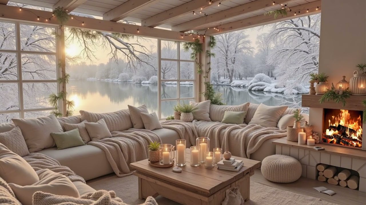 Gentle Winter Piano Music by the Lake ❄️ Relaxing Sounds for Calm & Peace