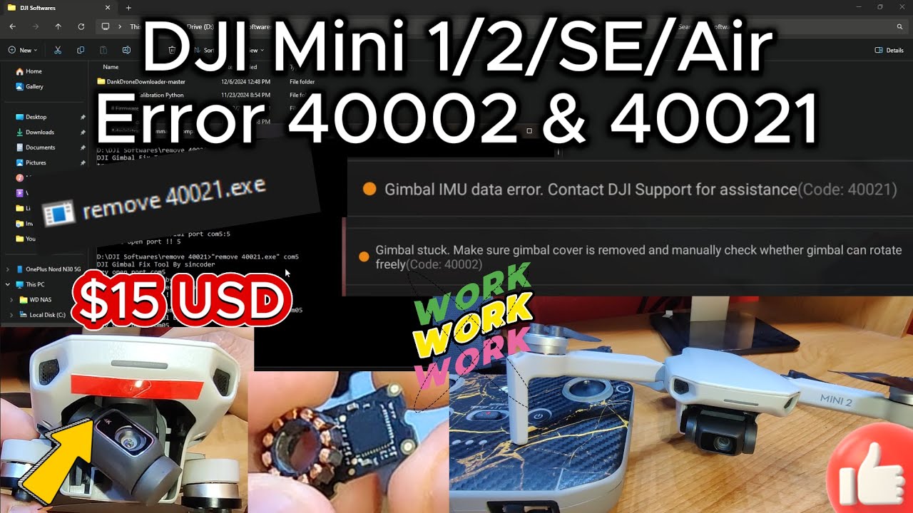 DJI Mini 1/2/SE/Air Error 40002 & 40021 | Diagnostic/Step-By-Step Repair Process | DIY Project |