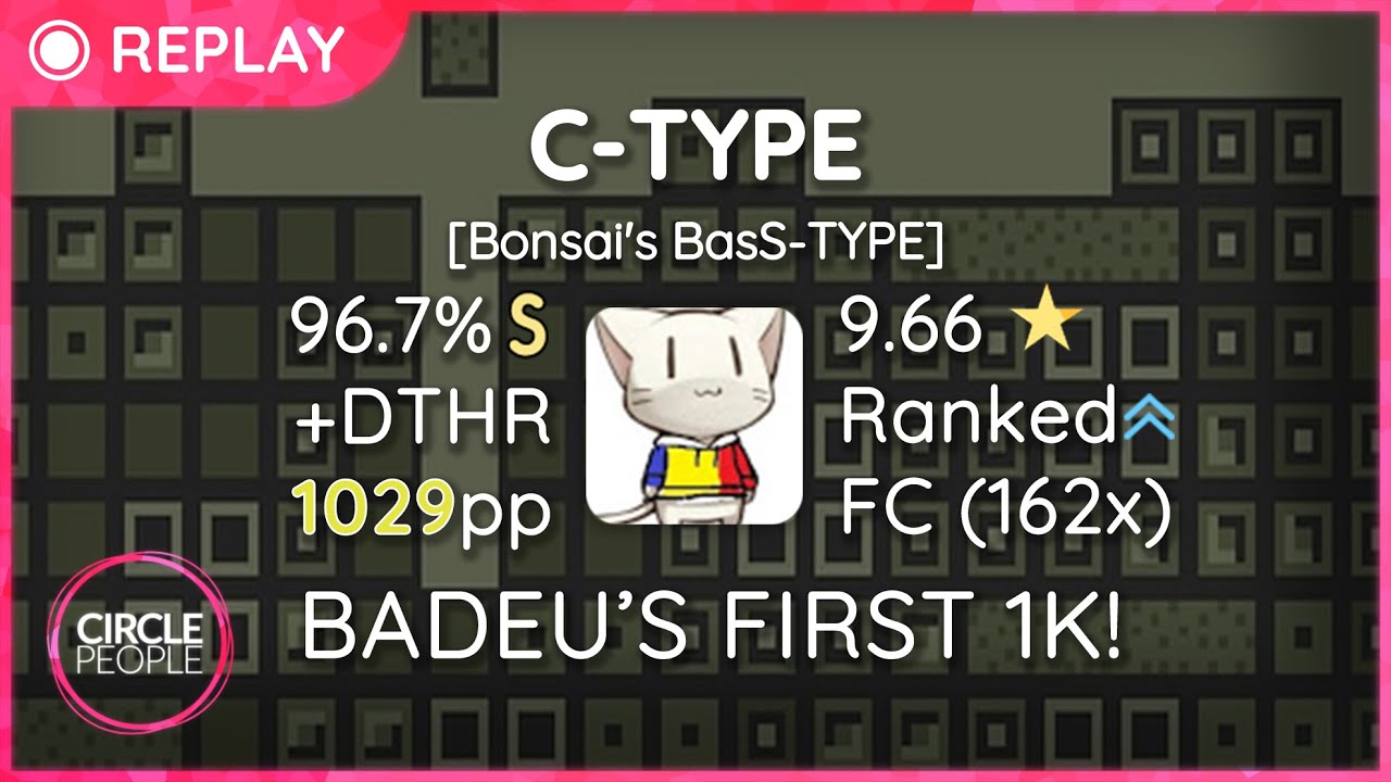 osu! | badeu | Tanaka Hirokazu - C-TYPE [Bonsai's BasS-TYPE] +DTHR 96.71% 1029pp