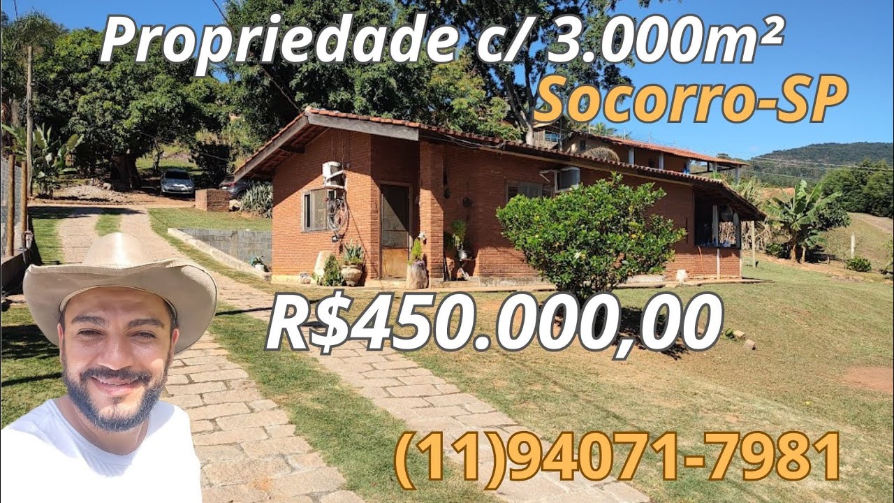 Chácara contendo 3.000m2, frente para o asfalto, belíssima vista, 05 km da cidade de Socorro SP.
