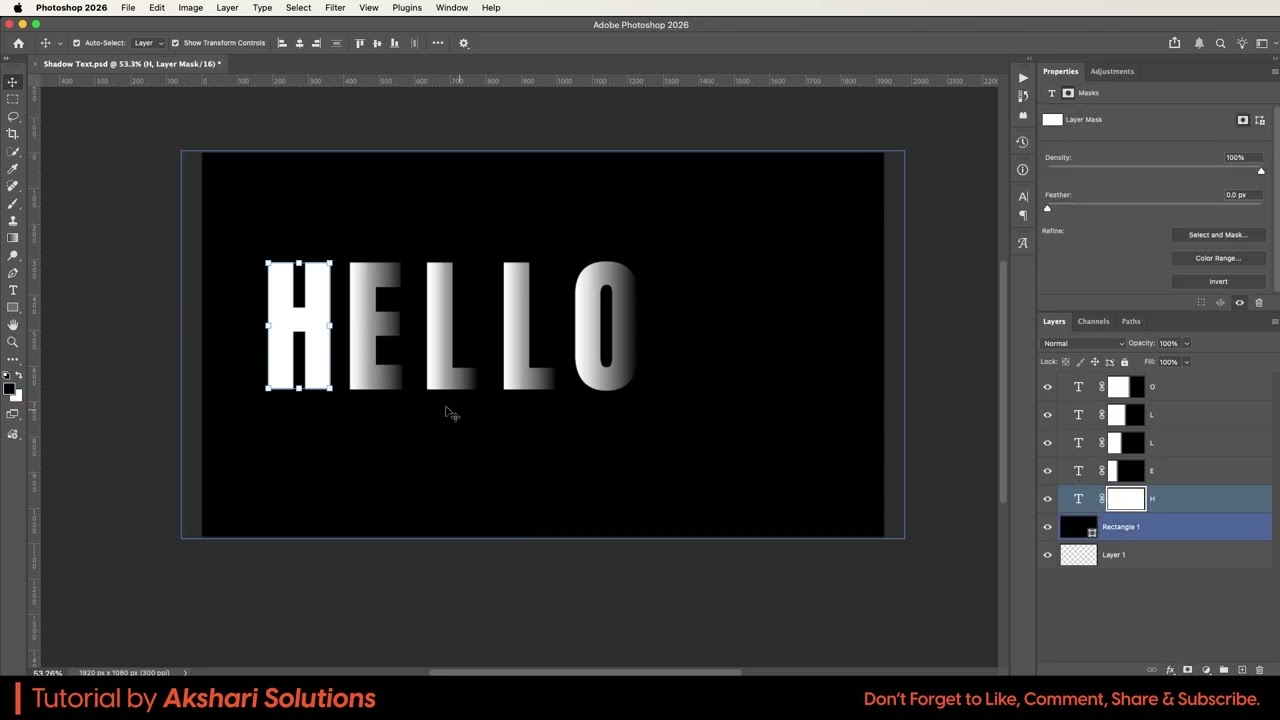 How to Create Shadow Text in YouTube Thumbnail Using Mask & Gradient | Photoshop Tutorial