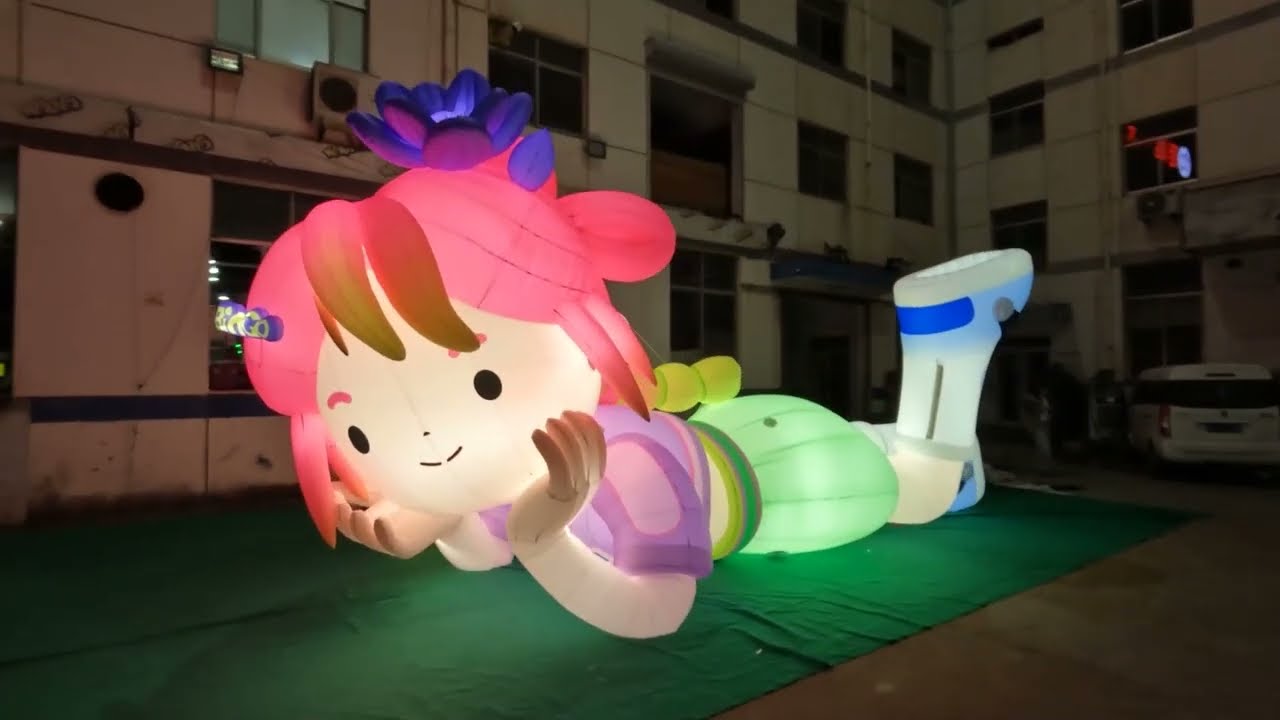 Light Inflatable Girl Mascot with Blower for Airglow #Stagedesign Decoration