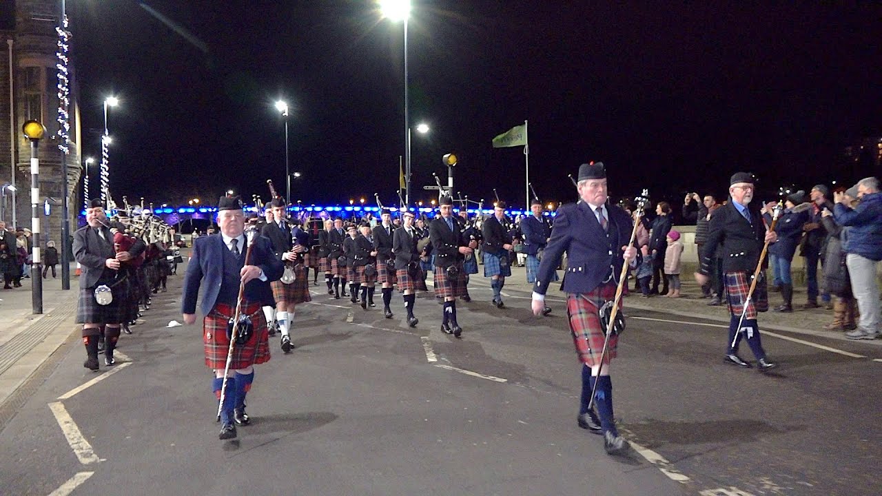 Scotland the Brave & Rowan Tree as the massed pipes & drums start their display by Perth City Centre