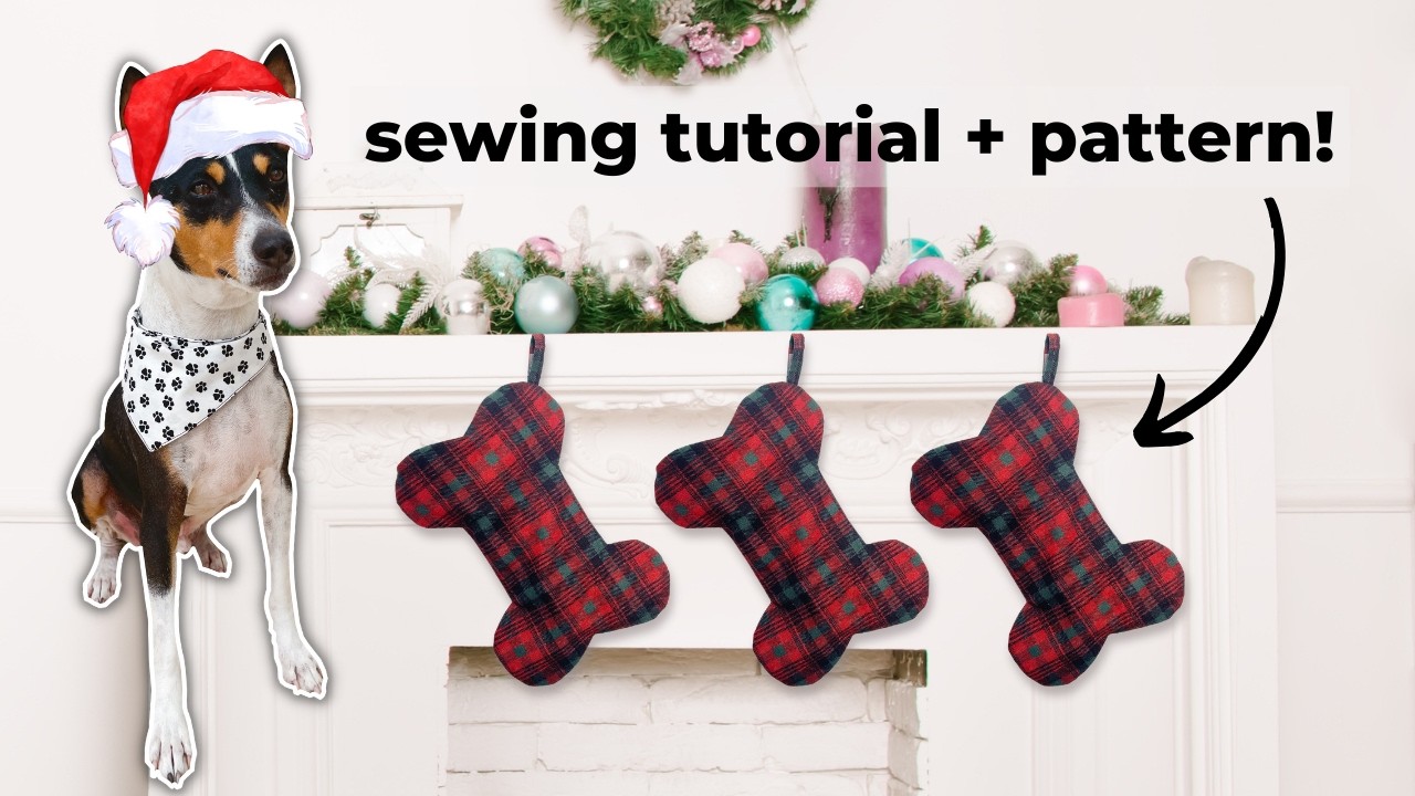 DIY Dog Bone Christmas Stocking step-by-step tutorial (sewing pattern available!)