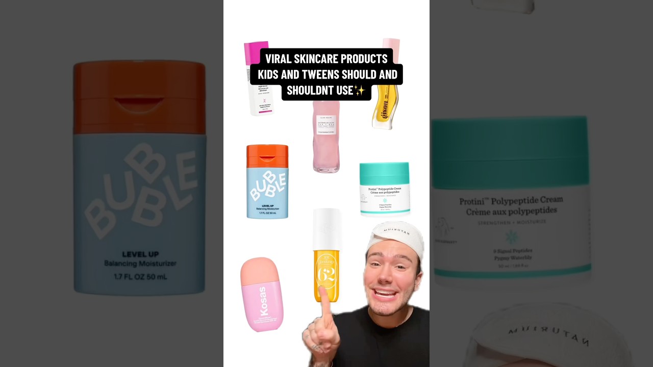 VIRAL SKINCARE PRODUCTS FOR KIDS!😱 (follow for more!💗) #skincare #skincareroutine #preppy #kids