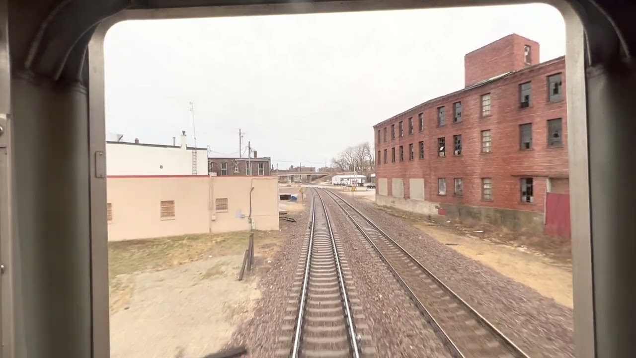 Amtrak California Zepher west over Mississippi River & through Burlington, Iowa/5:27 pm/3-22-2022
