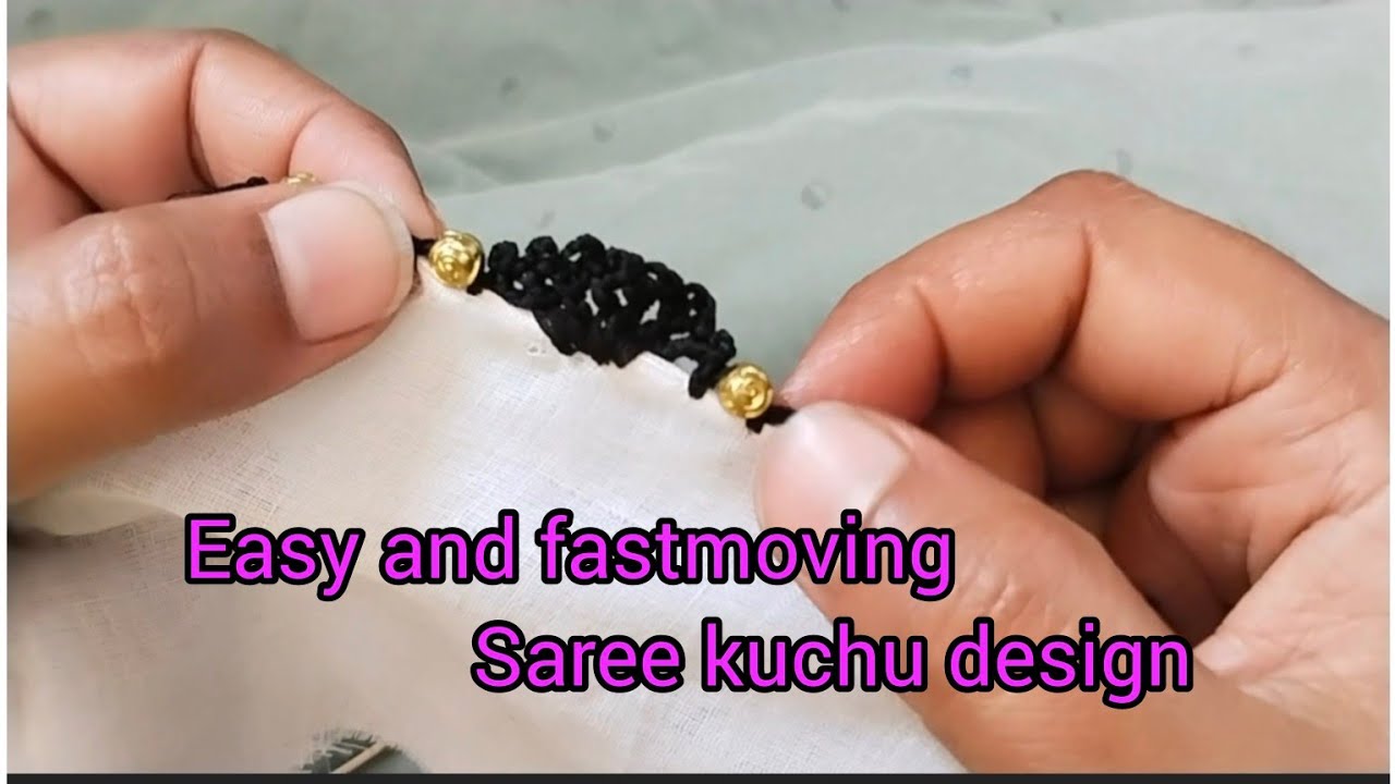 Easy single step saree kuchu design//fast moving krosha kuchu design//shreetopics//#viral #simple