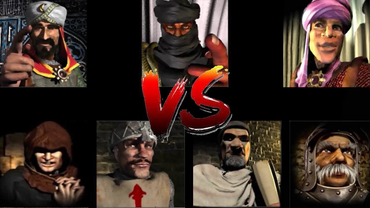 SALADIN NIZAR EMIR VS ABBOT SHERIFF FREDERICK MARSHALL | aggressive AI | Stronghold Crusader