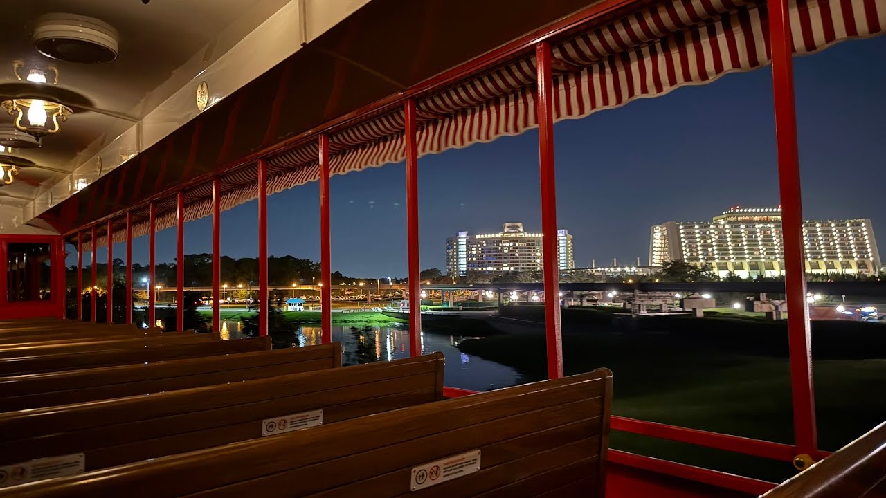 Walt Disney World Railroad Shuttle Mode at Night Multiple Angles | 4K HDR Binaural Sound