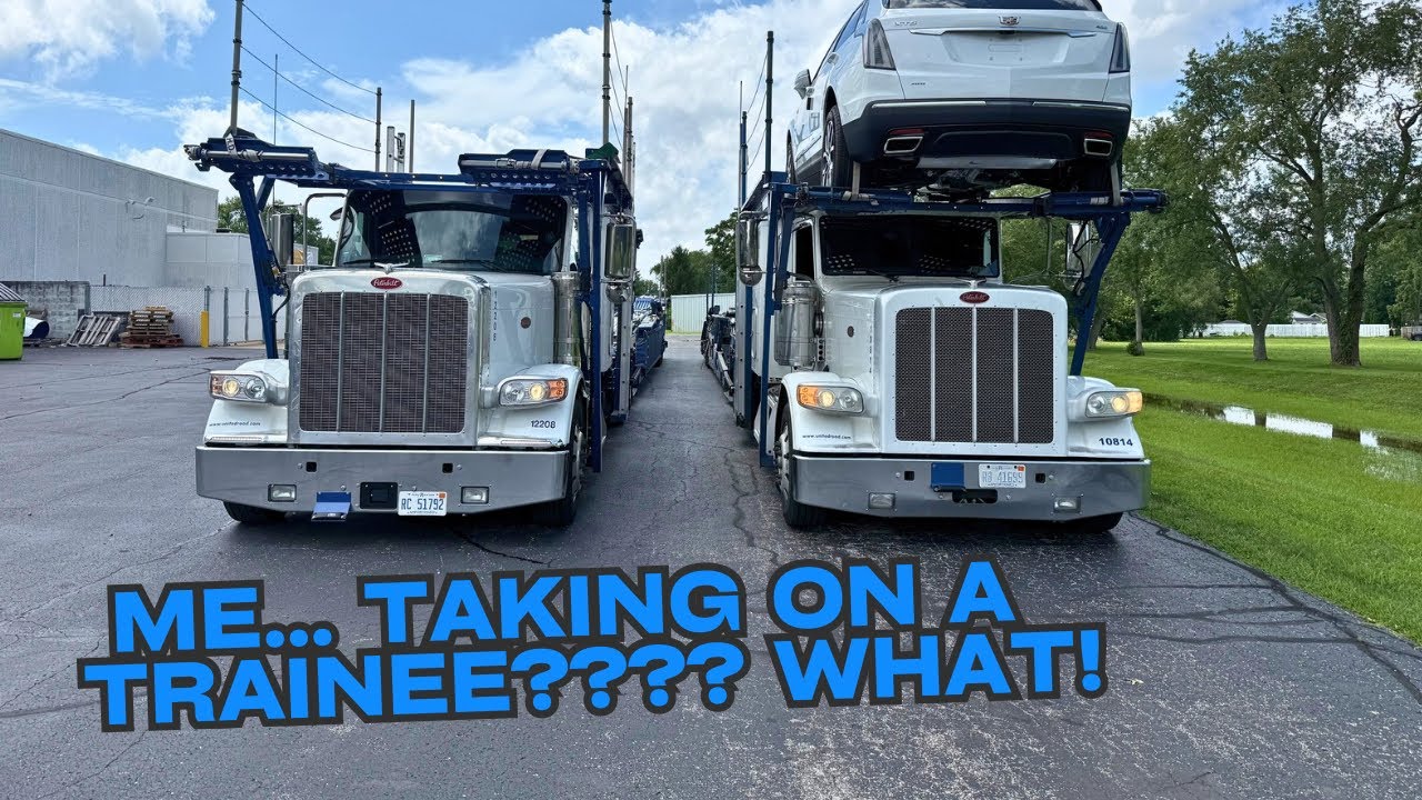 Training my first trainee. He’s already killing it. #carcarrier #carhauler #trucking 