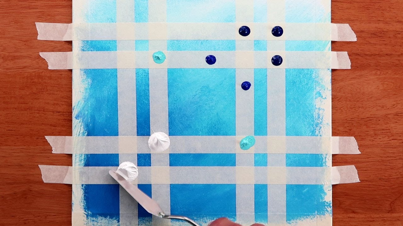 Easy 3D Weave Technique / 360 / Acrylics on Canvas Step by Step / Masking Tape Abstract Painting