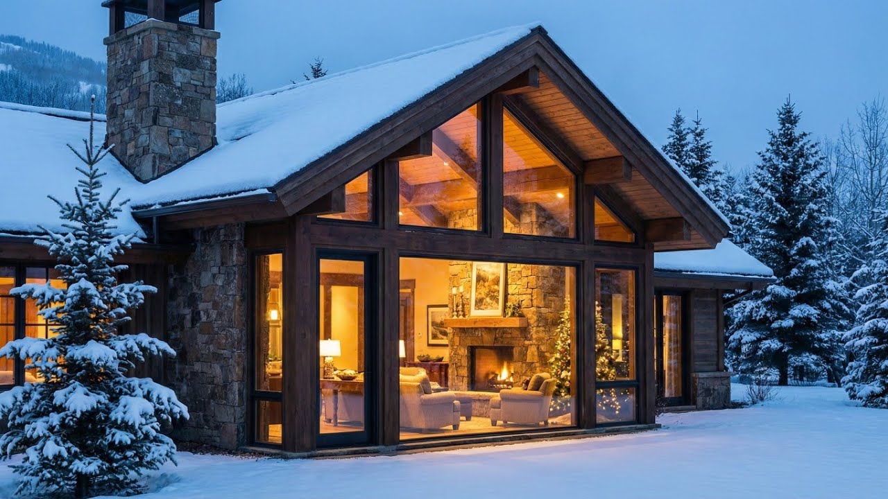 Inside a Luxury Winter Home | Warm Interiors, Cozy Fireplace & Serene Garden