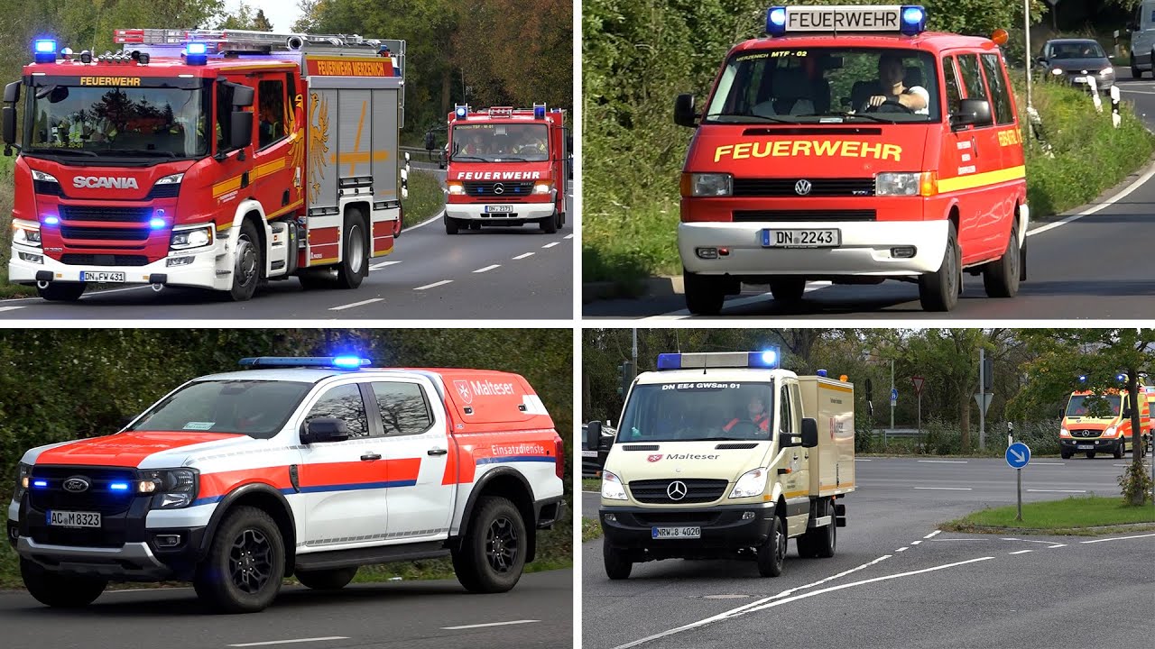 [Neues Design🔥] Feuerwehr Merzenich und Malteser Kreis Düren auf Einsatzfahrt
