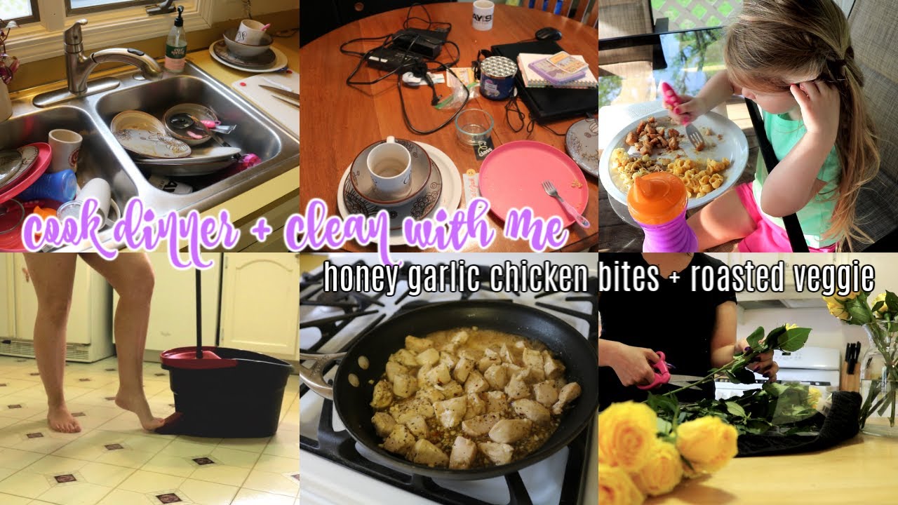 COOK + CLEAN WITH ME | CLEANING MOTIVATION + HONEY GARLIC CHICKEN BITES + ROASTED VEGGIES | 2019