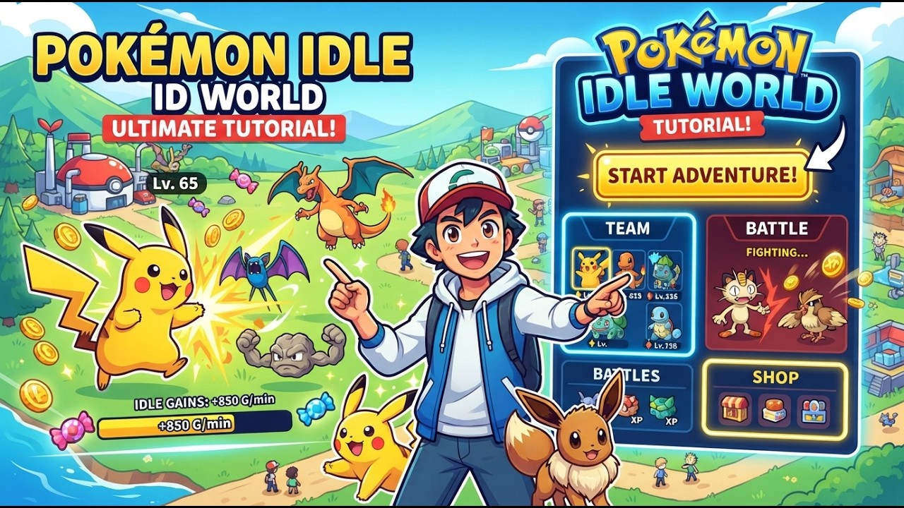 Poke Idle World Qu&eacute; hace cada bot&oacute;n y pesta&ntilde;a del juego | Tutorial completo