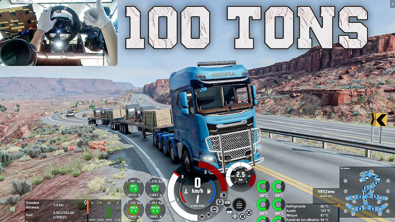 BeamNG.Drive| SEGRA TRUCK with 100 tons 12.7L | Logitech g920 relaxing drive