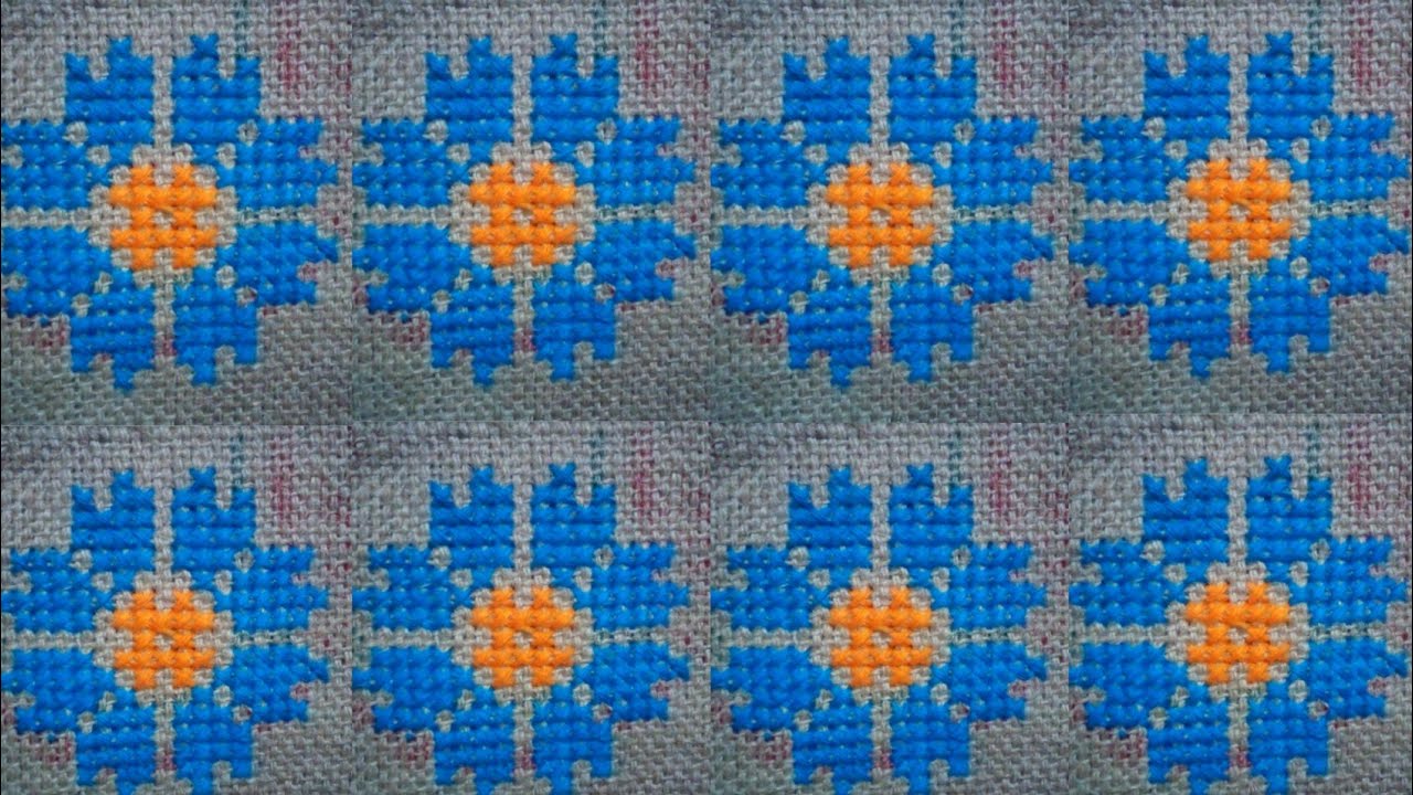 ফুলের আসন। cross stitch flower design ason. how to make woolen vorat ason design.woolen sitting mat.