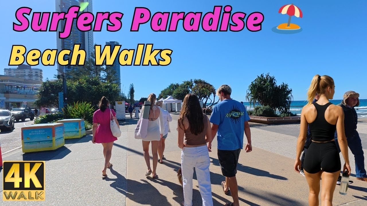 4k Beach Walking - Beautiful Sunny Winter Days - Surfers Paradise Gold Coast