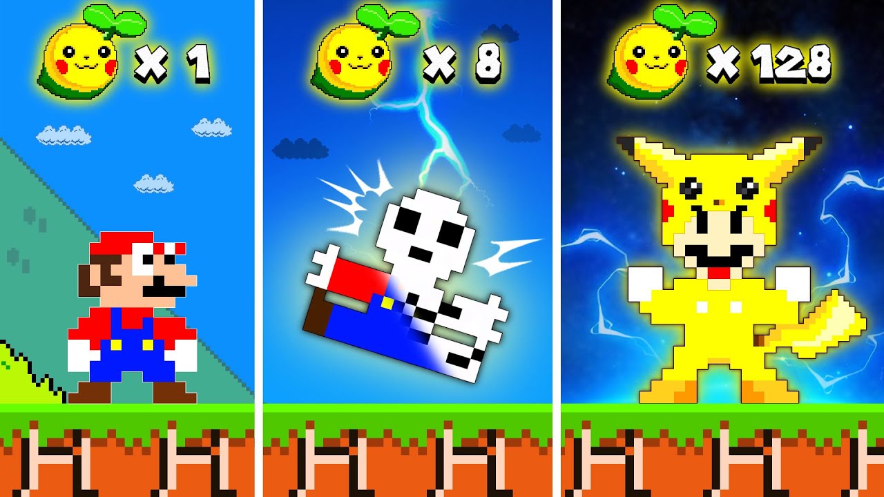 Super Mario Bros. But Every Seed Makes Mario Turn Into PIKACHU
