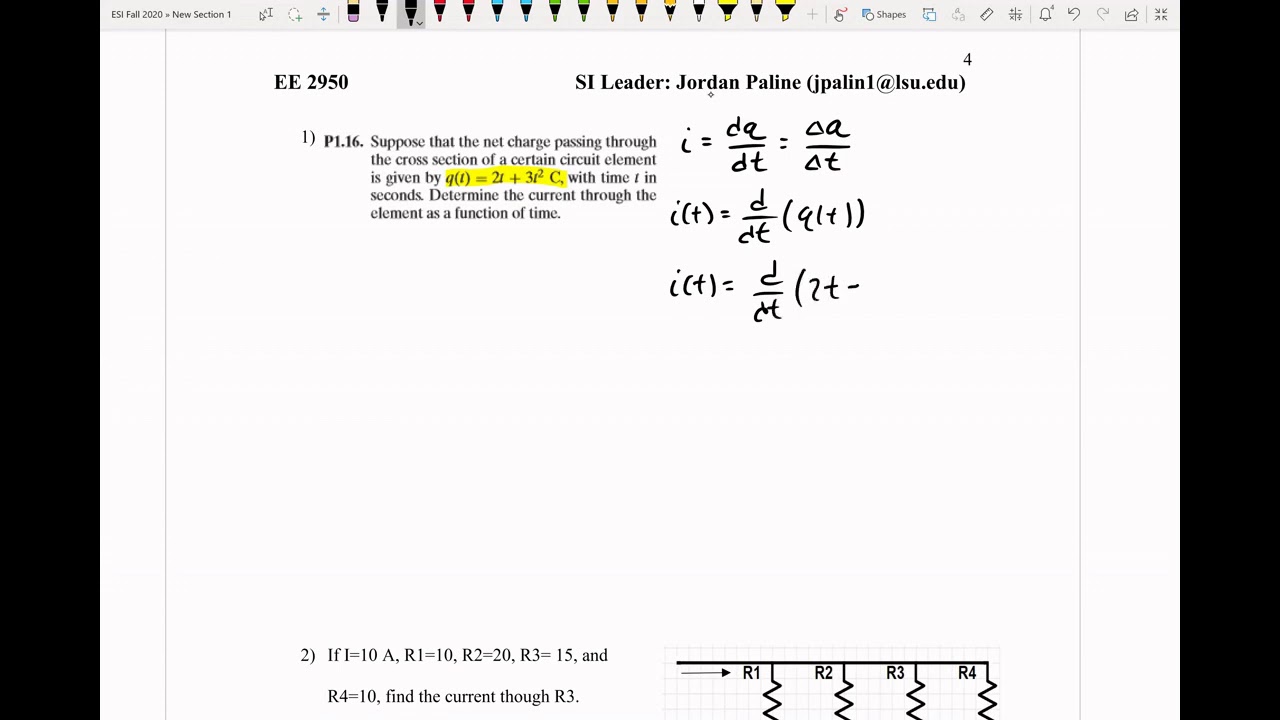 EE 2950 SI Session Exam 1 Review Problem #1