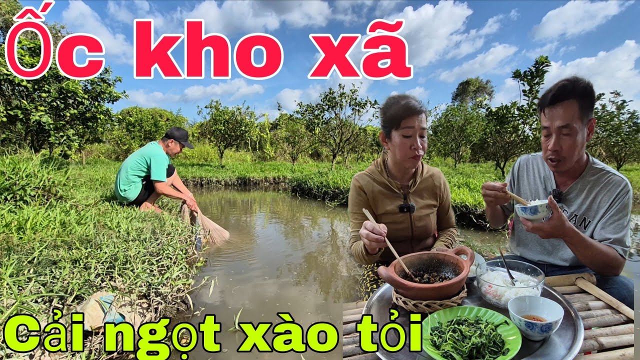 Ốc kho khô cải ngọt xào tỏi đậm chất Cơm Quê 
