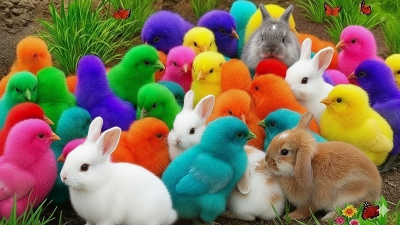 Menangkap ayam lucu, ayam warna warni, ayam rainbow, bebek, angsa, ikan hias, ikan cupang, Kelinci