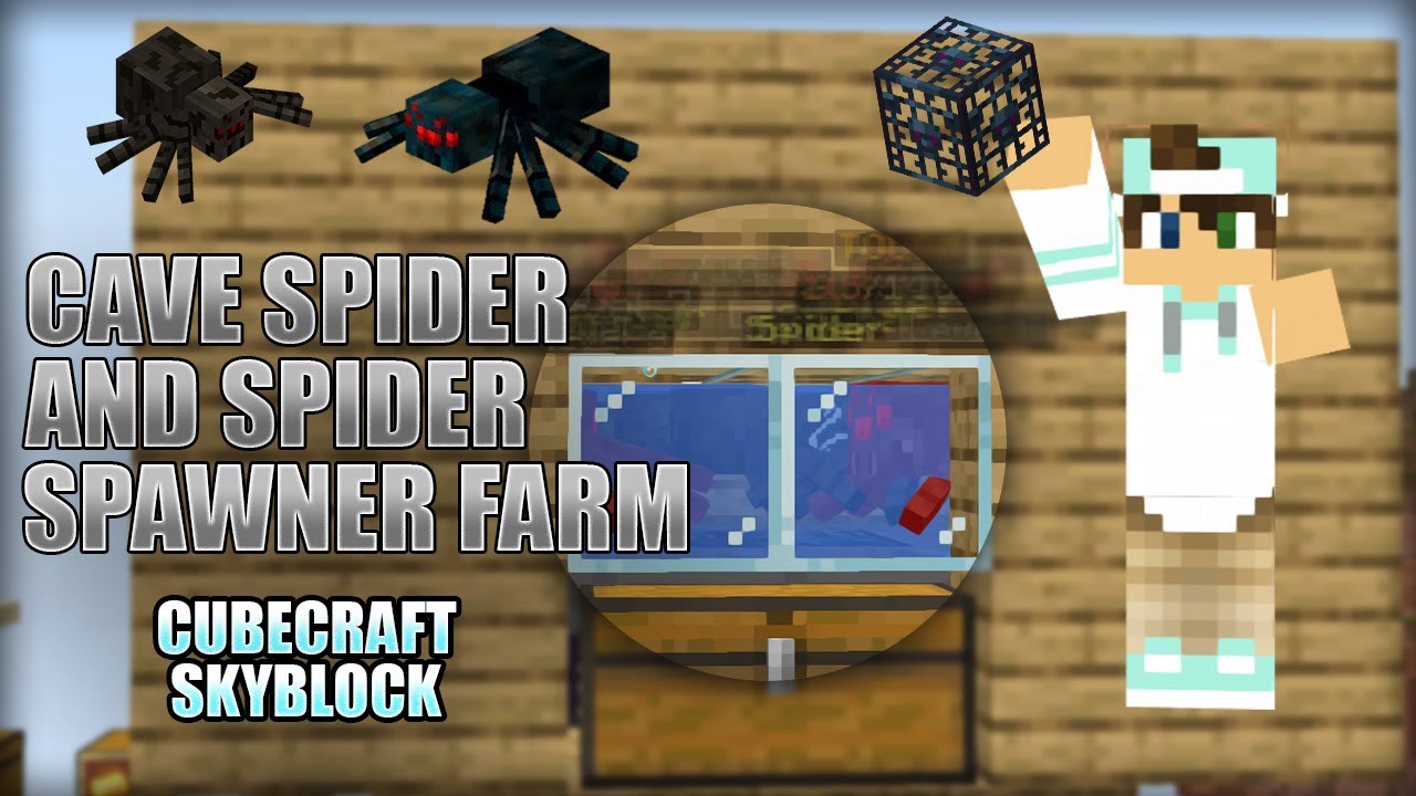 MINECRAFT CAVE SPIDER OR SPIDER SPAWNER FARM EASY IN 2 MINUTES!! SKYBLOCK CUBECRAFT.