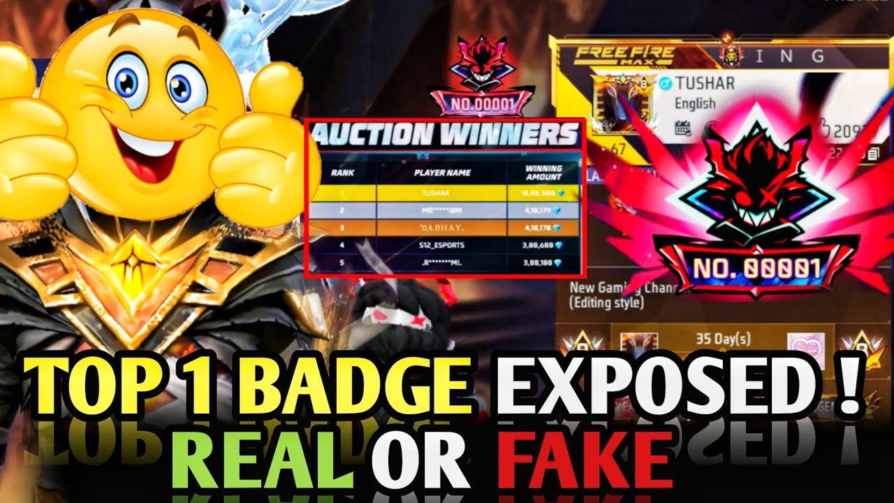 REAL ✅  TOP 1 BADGE PLAYER EXPOSED ! RIP ☠️ 10,00,000 💎 TUSHAR GARENA FREE FIRE MAX 