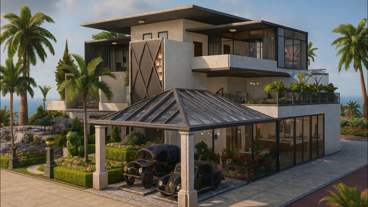 PUBG Home Design Level 29 | Modern Luxury House with Waterfall Design