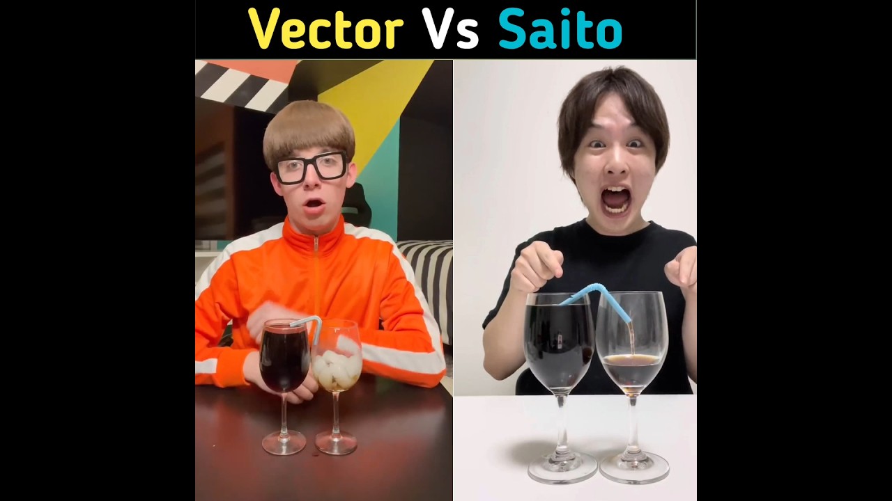Saito Vs Vector filling wine in glass 😱 || #saito #vector #experiment #shorts