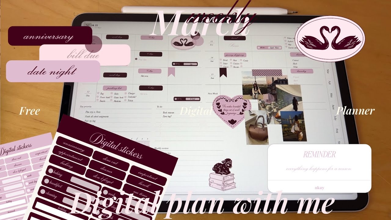 March 2026 digital weekly plan with me | Free Digital planner ☁️