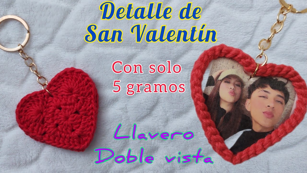 llavero de corazon a crochet usa tus restos  regalo para 14 de febrero poco estambre