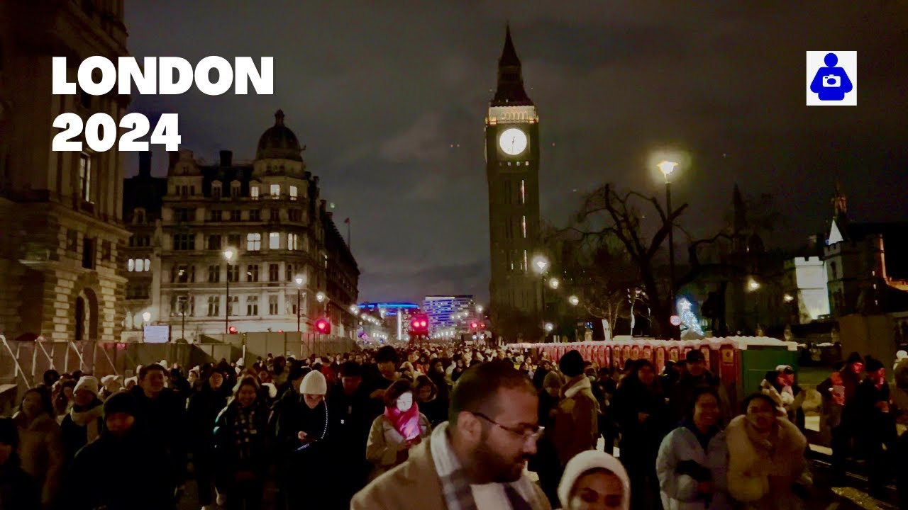 Central London After Midnight | New Year's Night Walk Big Ben to London Eye