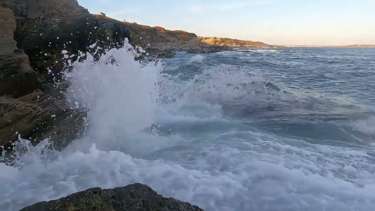 Sleep all Night with these Heavy Waves Crashing the Cliffs of New England.