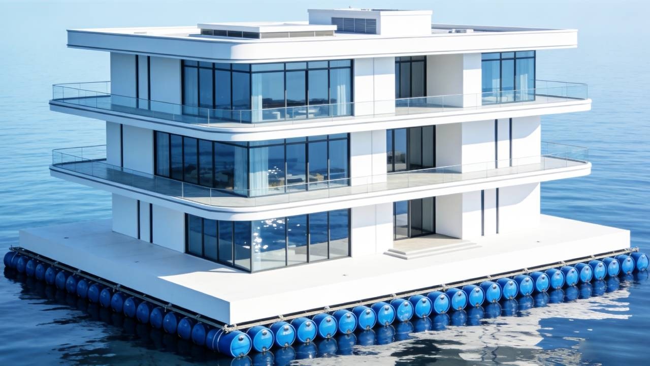 A luxurious three-story overwater mansion cost less than $8,000.#diy