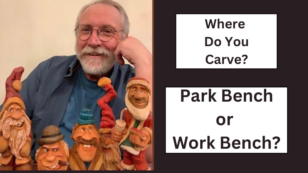 Woodcarving a QUICK EASY SANTA either on A Park Bench or Work Bench with Jim Feather
