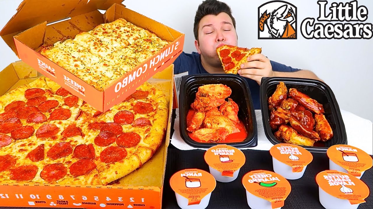 Little Caesars Pizza & Wings • MUKBANG