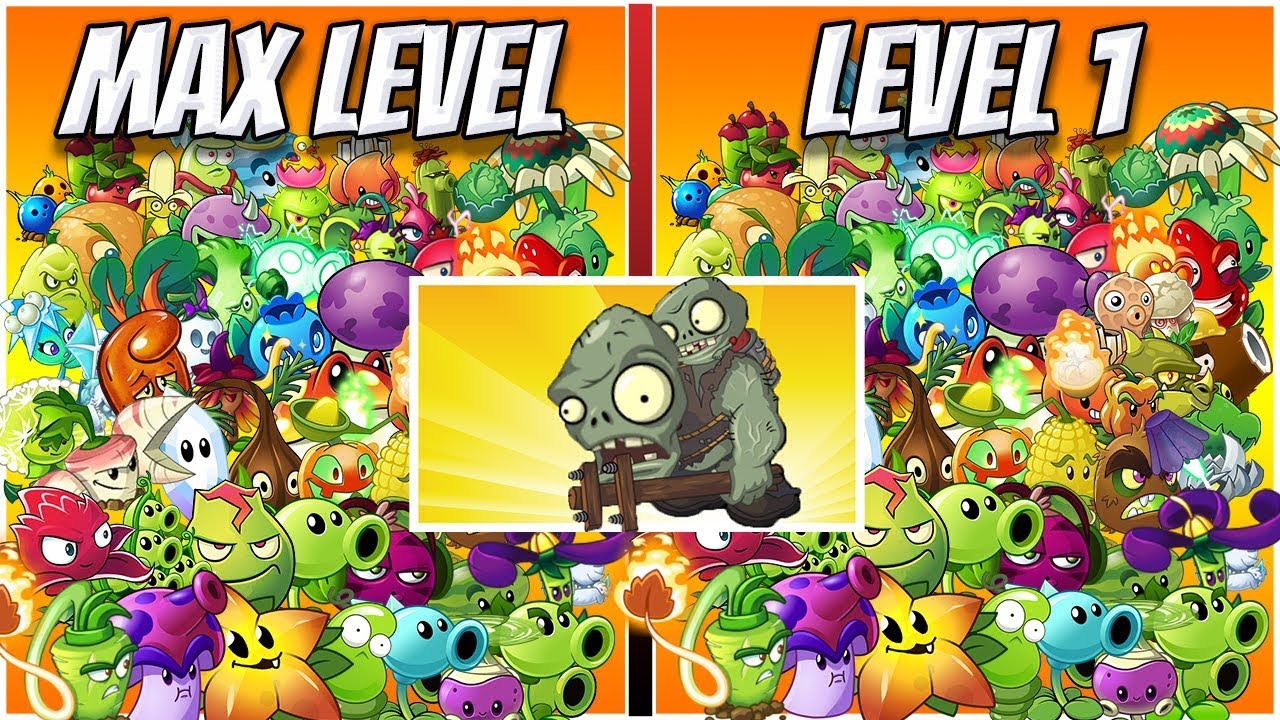 Plants vs Zombies 2 Epic Hack - All Plants Max Level vs Level 1 Power UP vs Big Head Gargantuars