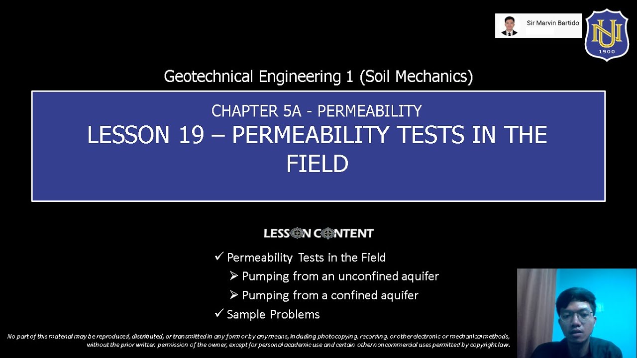 Geotechnical Eng'g 1 (Soil Mechanics) -Permeability Tests in the Field