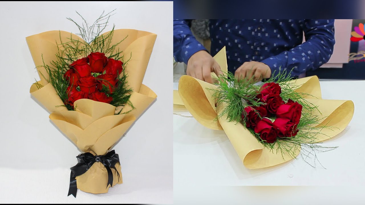 9 Roses arrange flowers Bouquet | flower wrapping techniques || Flower Bouquet arrangement