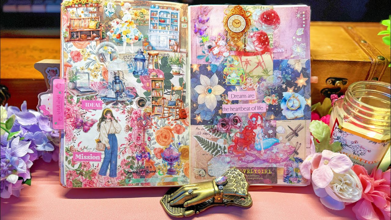 🔮 ASMR: Moonlit Magic 🌙 & Soft Collected Moments 🤍#newjournal #journaling #asmr #collagejournaling