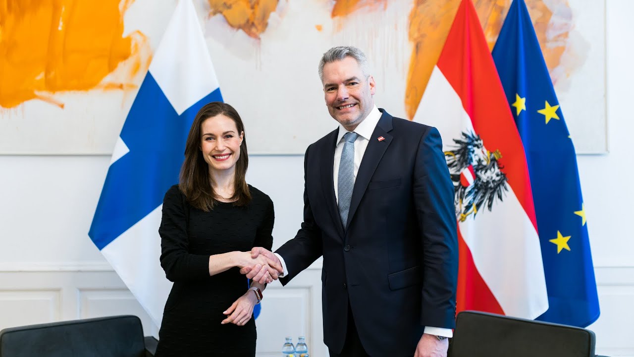 Pressestatements von Bundeskanzler Karl Nehammer und finnische Ministerpräsidentin Sanna Marin