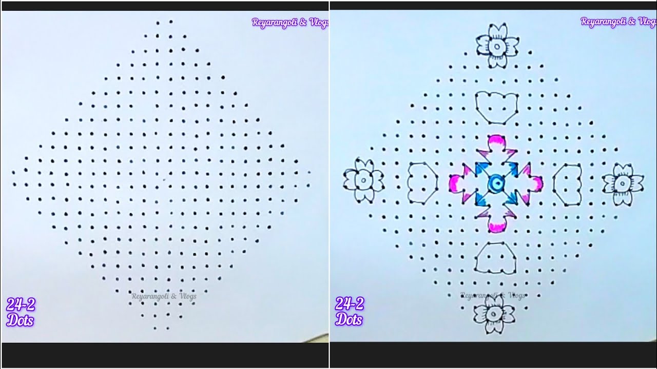 24-2 Dots today's new trending special muggu 🌹 Easykolams & Beautiful rangoli designs @Reyarangoli 