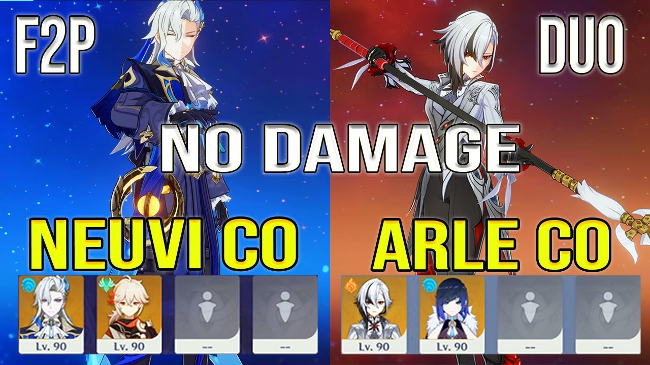 F2P Duo Neuvillette C0 Prototype & Arle C0 White Tassel Spiral Abyss Floor 12 Genshin Impact